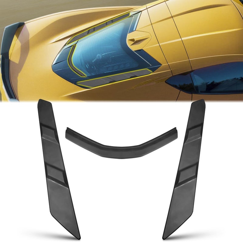 DSISIMO Rear Dry Bay Vent Blocks Cover & Rear Window Spoiler,Hatch Hood Wash Cover Compatible with for Chevy Corvette C8 Z51 Z06 E-Ray Stingray Coupe 2020-2025 Engine Bay Air Vent Inserts Protection - Image 1